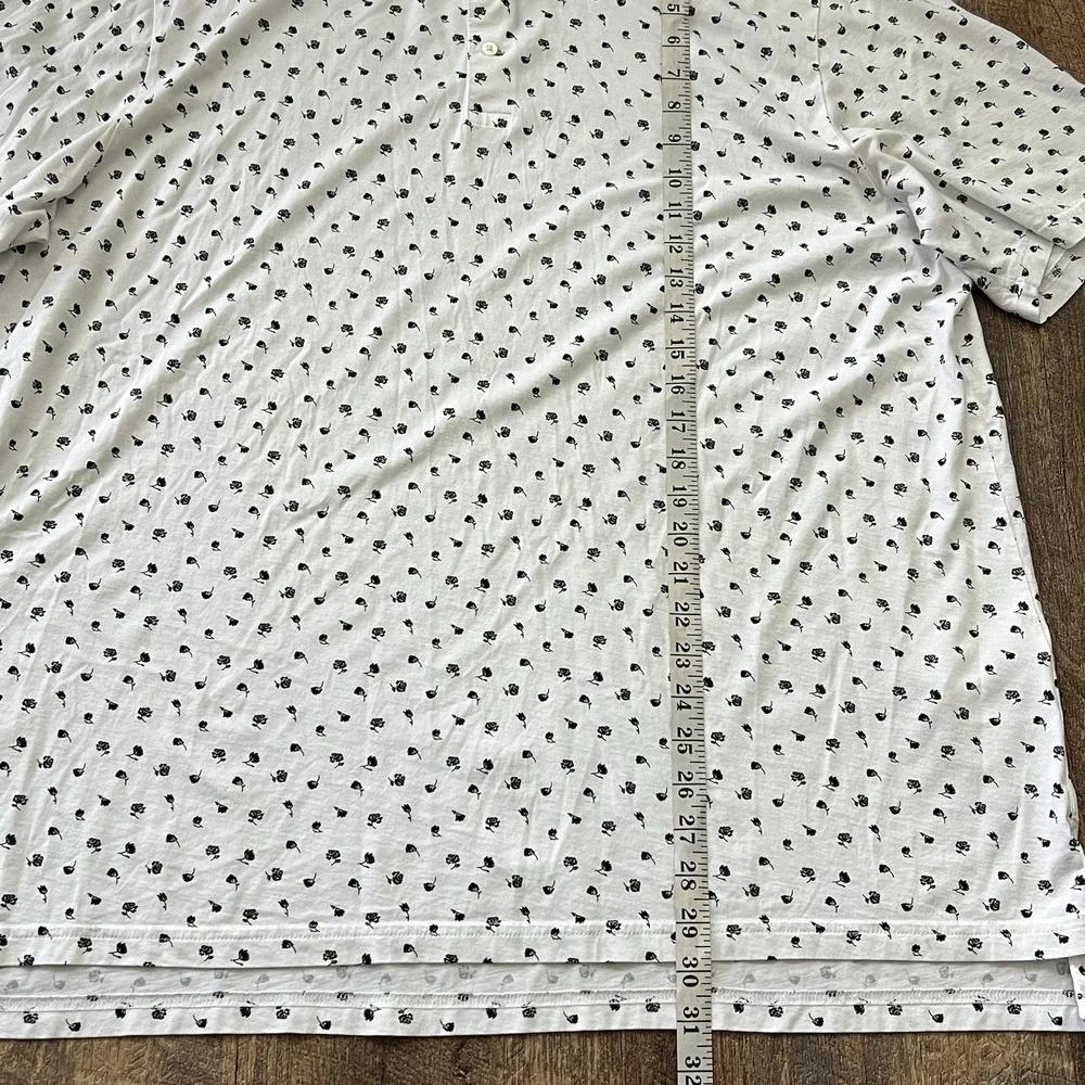 Polo Golf Ralph Lauren Polo Shirt XXL White Black Floral Print Cotton Preppy Dad
